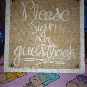 Hobby Lobby Tan and White Guestbook Sign